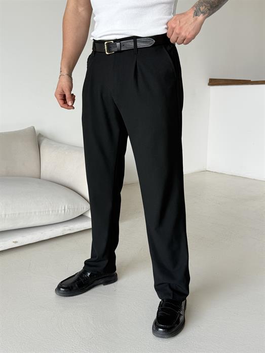 Siyah Lastikli Baggy Kumaş Pantalon SC