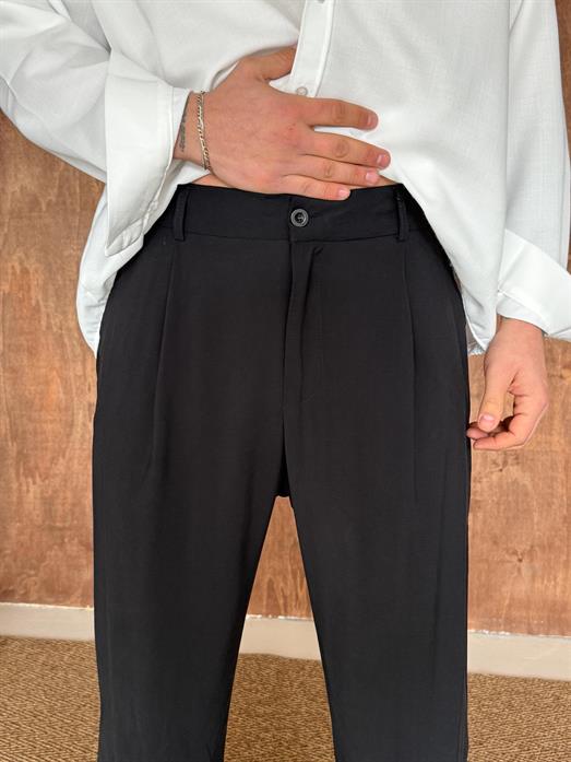 Siyah Modal Bel Lastikli Pantalon PLZ