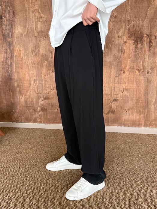 Siyah Modal Bel Lastikli Pantalon PLZ