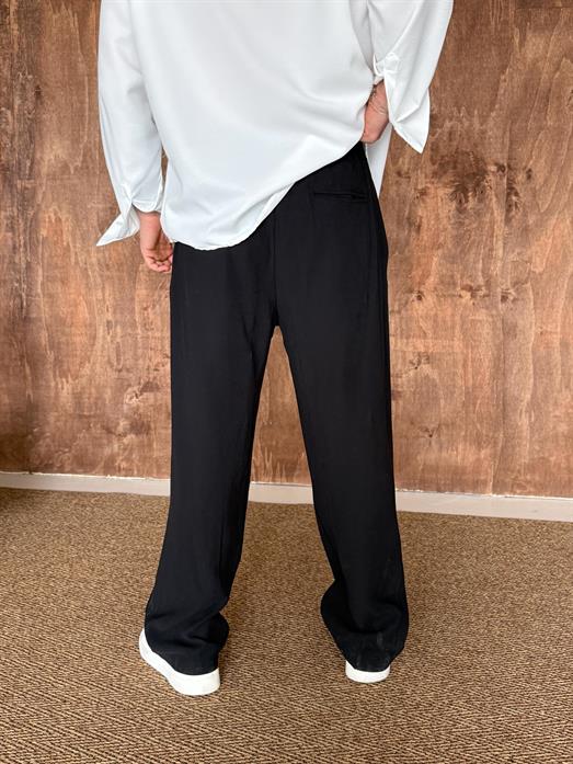 Siyah Modal Bel Lastikli Pantalon PLZ