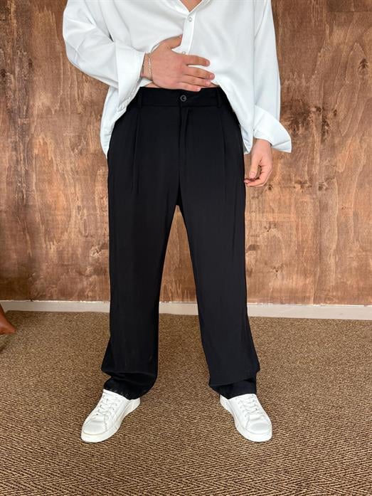 Siyah Modal Bel Lastikli Pantalon PLZ