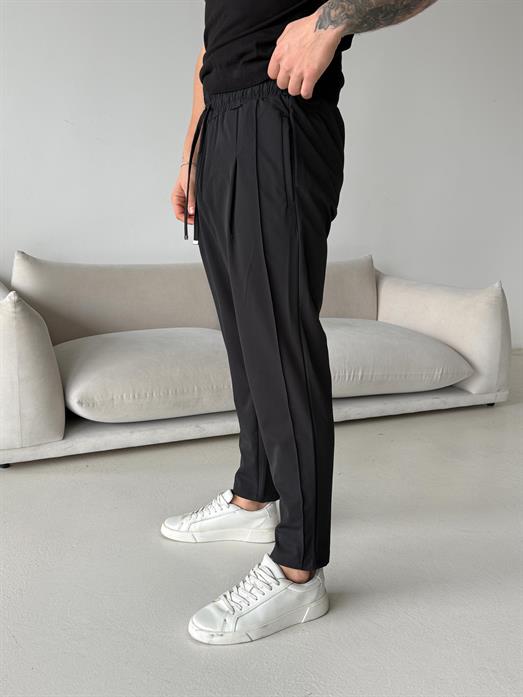 Siyah Paraşüt Çimalı Regular Kumaş Pantalon 23136 LNS