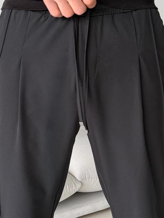 Siyah Paraşüt Çimalı Regular Kumaş Pantalon 23136 LNS