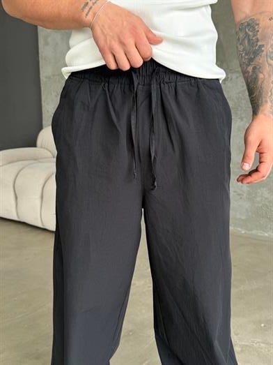 Siyah Poplin Super Baggy Bağcıklı Pantalon JJ 118