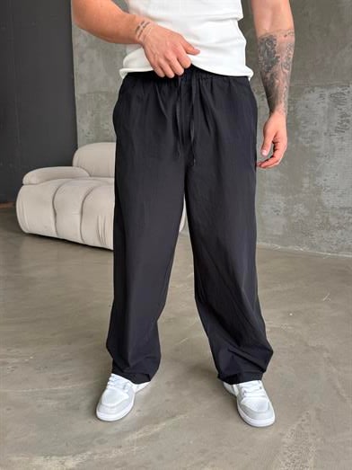 Siyah Poplin Super Baggy Bağcıklı Pantalon JJ 118