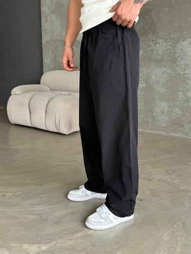 Siyah Poplin Super Baggy Bağcıklı Pantalon JJ 118