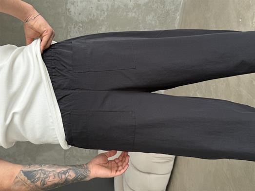 Siyah Poplin Super Baggy Bağcıklı Pantalon JJ 118