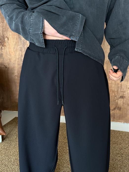 Siyah Super Baggy Kumaş Pantalon VMS V80-45