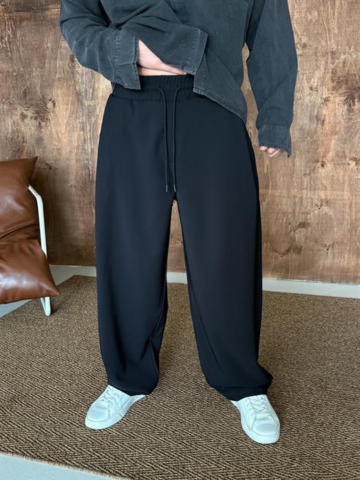 Siyah Super Baggy Kumaş Pantalon VMS V80-45