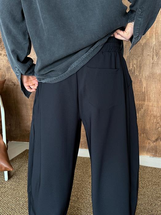 Siyah Super Baggy Kumaş Pantalon VMS V80-45