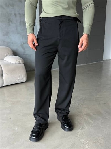 Siyah Tokalı Baggy Kumaş Pantalon SNZ 5104