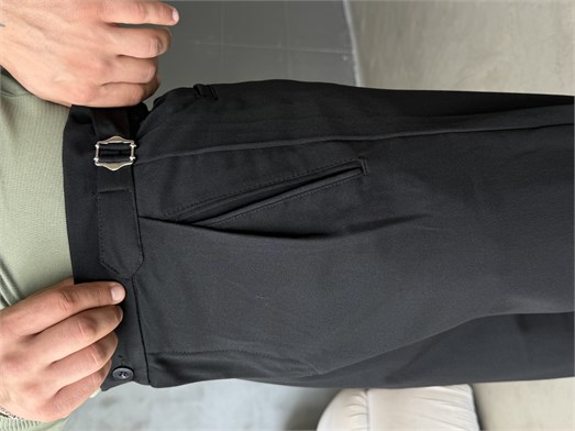 Siyah Tokalı Baggy Kumaş Pantalon SNZ 5104