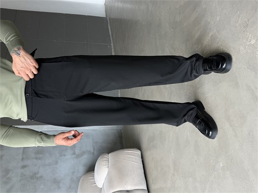 Siyah Tokalı Baggy Kumaş Pantalon SNZ 5104
