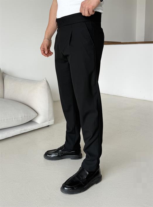 Siyah Tokalı Regular Fit Kumaş Pantalon SC