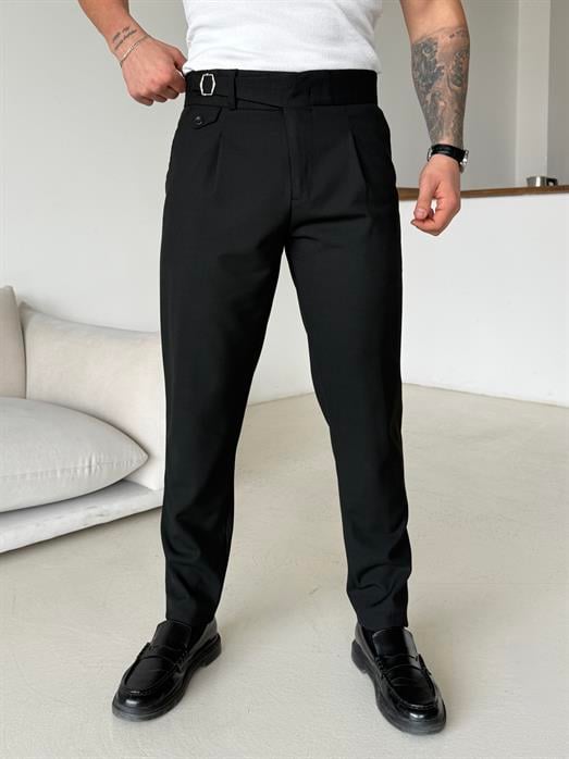Siyah Tokalı Regular Fit Kumaş Pantalon SC