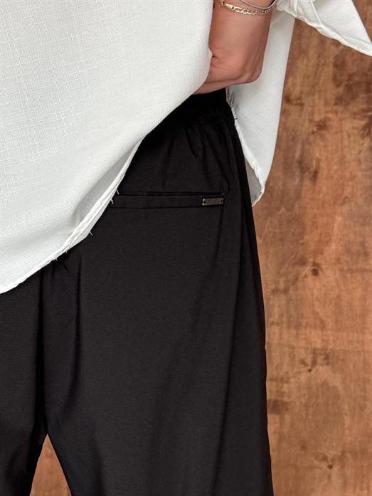 Siyah Viskon Baggy Kumaş Pantalon PLZ