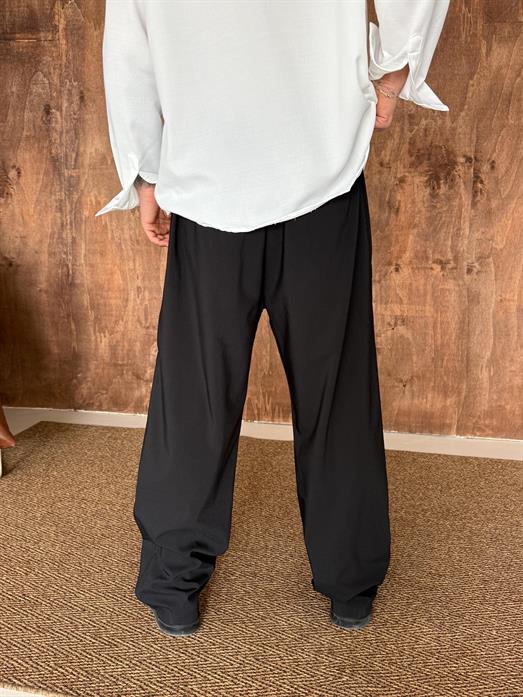 Siyah Viskon Baggy Kumaş Pantalon PLZ