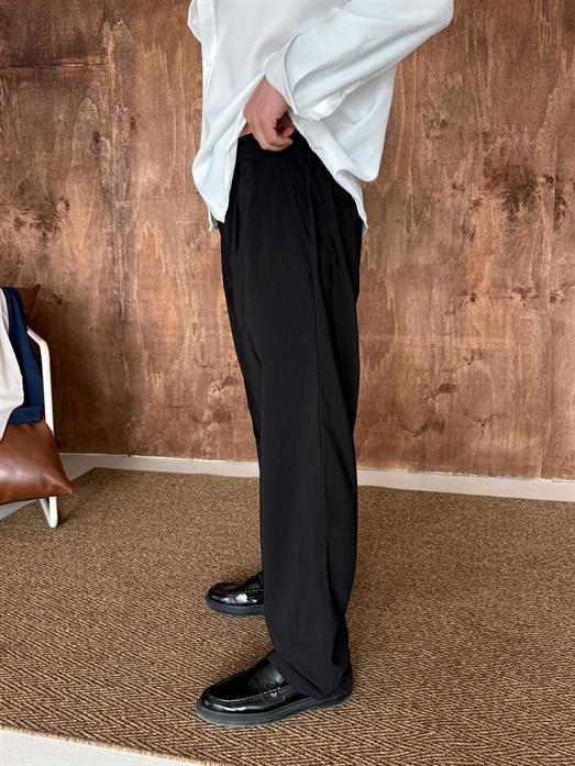 Siyah Viskon Baggy Kumaş Pantalon PLZ