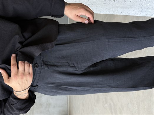 Siyah Yumuşak Doku Keten Pantalon SNZ 1421