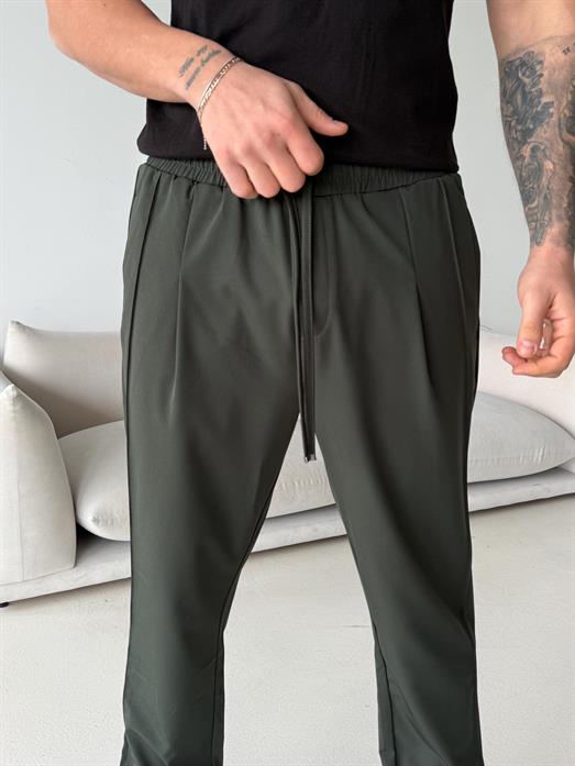 Yeşil Paraşüt Çimalı Regular Kumaş Pantalon 23136 LNS