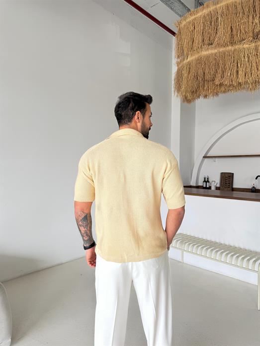 Bej Linksli Pamuk Triko Gömlek SNZ T7280