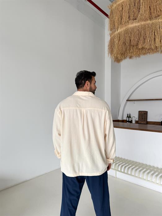 Bej Yıkamalı Fresh Keten Gömlek SNZ K5024