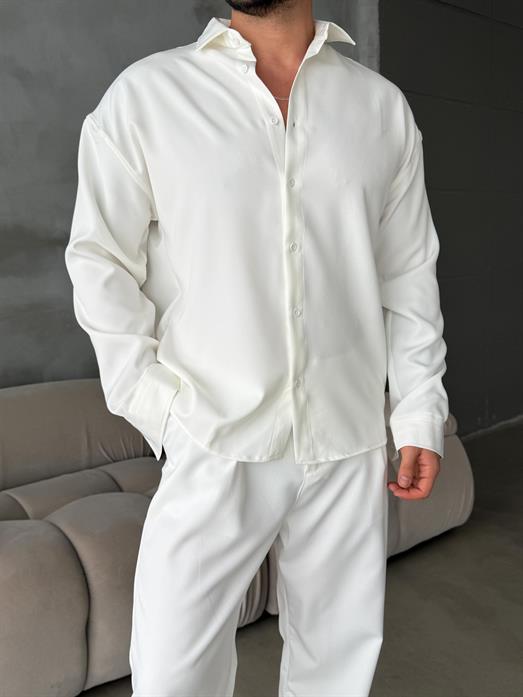 Beyaz Double Kumaş Gömlek MSS