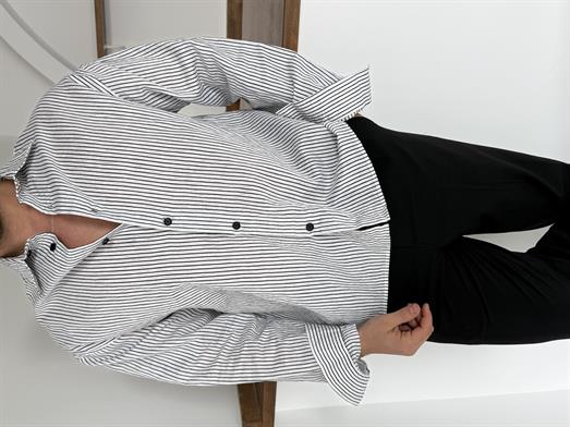 Beyaz Keten Çizgili Gömlek 2542 PNC