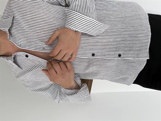 Beyaz Keten Çizgili Gömlek 2542 PNC