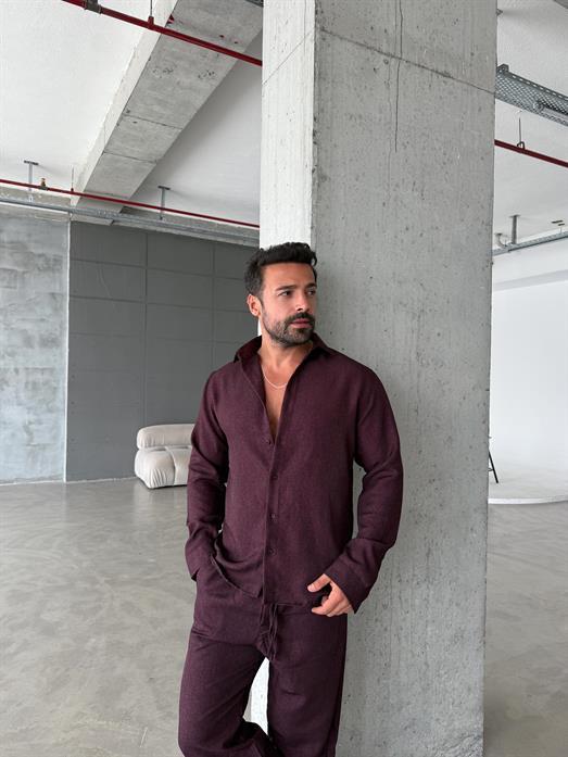 Bordo İthal Doku Gömlek SC