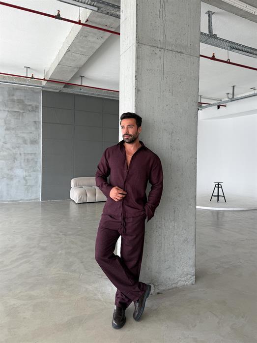 Bordo İthal Doku Gömlek SC