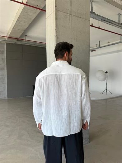Ekru Üç Dikiş Detaylı Modal Gömlek PNC 2531