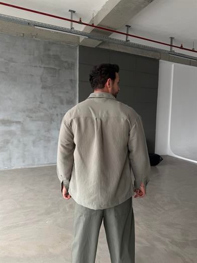 Haki Dikişli Modal Yumuşak Doku Gömlek 1347 SNZ