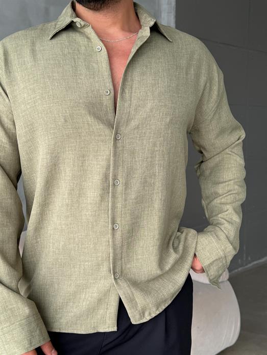 Haki Keten Gömlek MSS