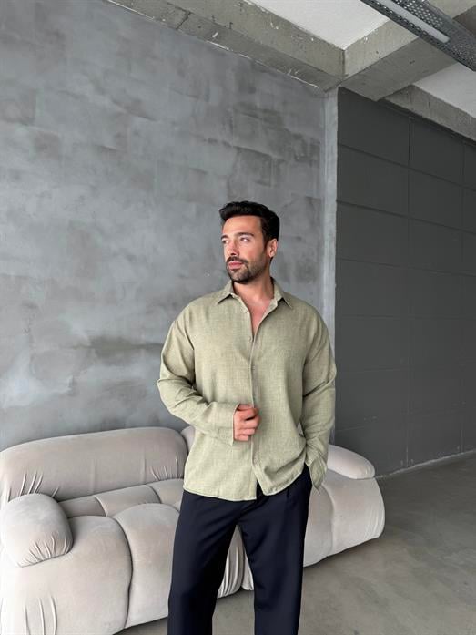 Haki Keten Gömlek MSS