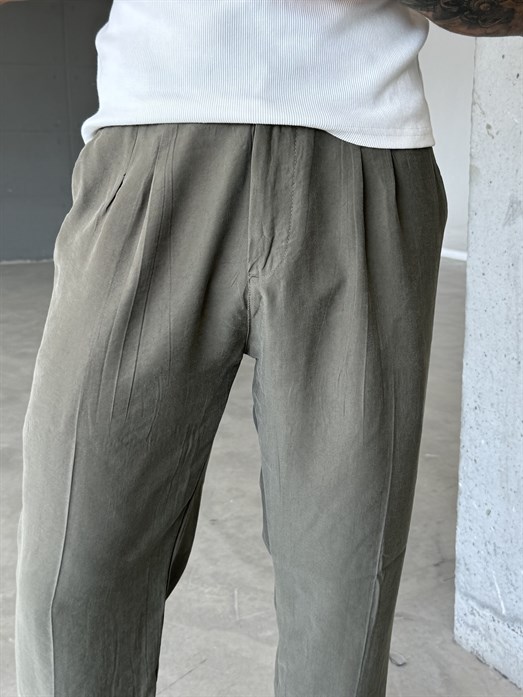 Haki Premium Pileli Gramajlı Modal Pantalon SNZ 1264