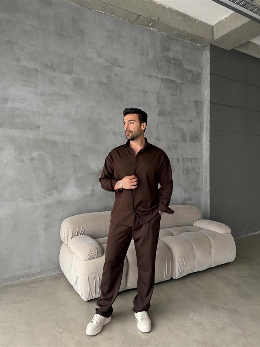 Kahve Double Kumaş Gömlek MSS