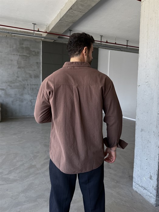Kahve Ham Keten Gömlek SNZ 1330