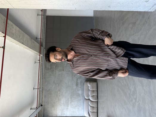 Kahve İnce Kalın Çizgili Pamuk Gömlek SNZ 1439