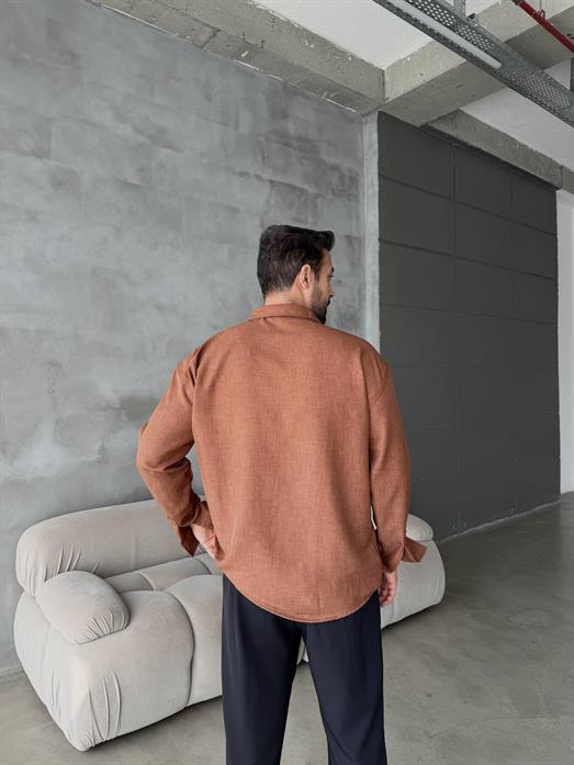 Kahve Keten Gömlek MSS