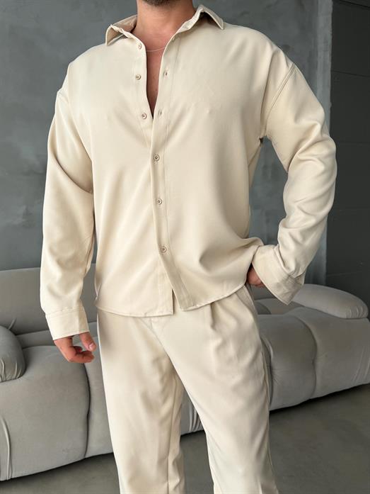 Krem Double Kumaş Gömlek MSS