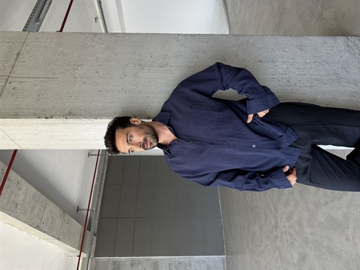 Lacivert Göğüs Cepli Ham Keten Gömlek SNZ 1318