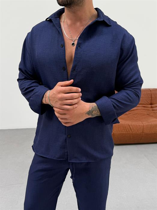 Lacivert Keten Gömlek MSS