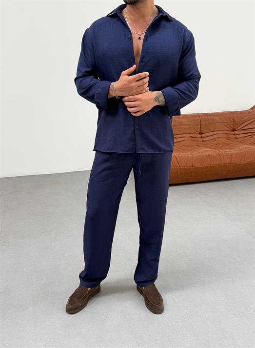 Lacivert Keten Gömlek MSS