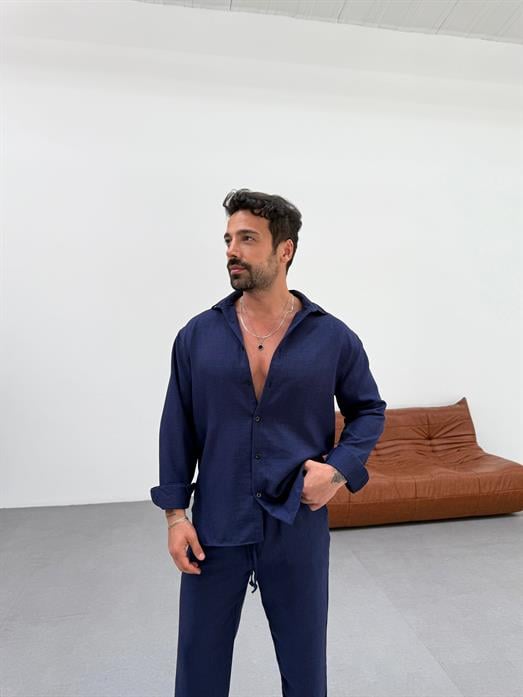 Lacivert Keten Gömlek MSS