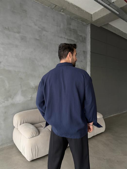 Lacivert Modal Kumaş Uzun Kol Gömlek MSS