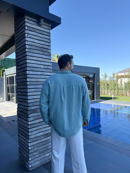 Mint Etamin Keten Oversize Gömlek PNC 2548
