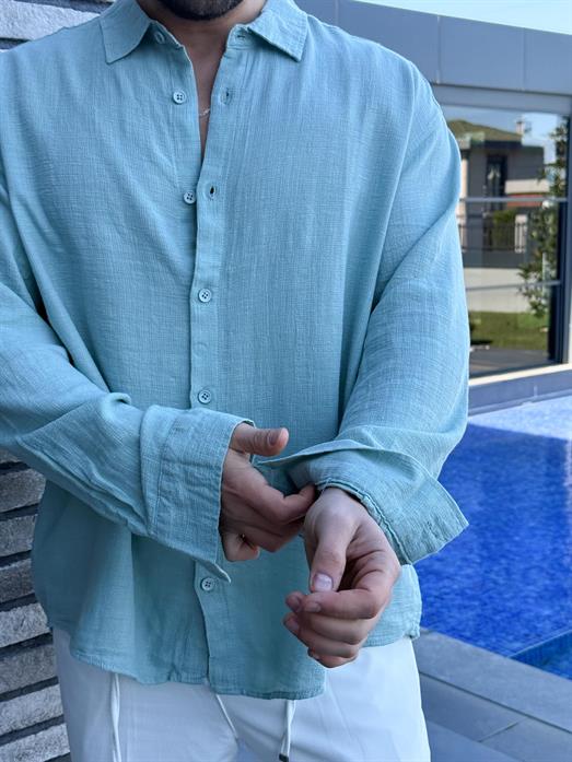Mint Etamin Keten Oversize Gömlek PNC 2548