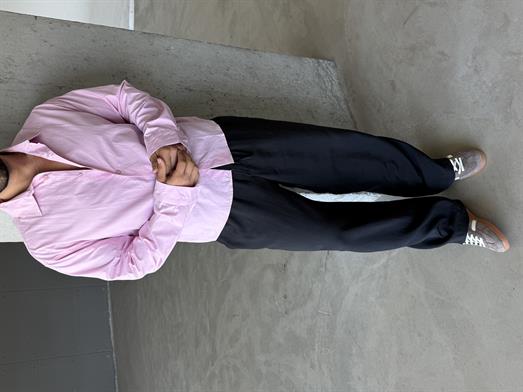 Pembe Poplin Uzun Kol Pamuk Boxy Gömlek PNC 2541