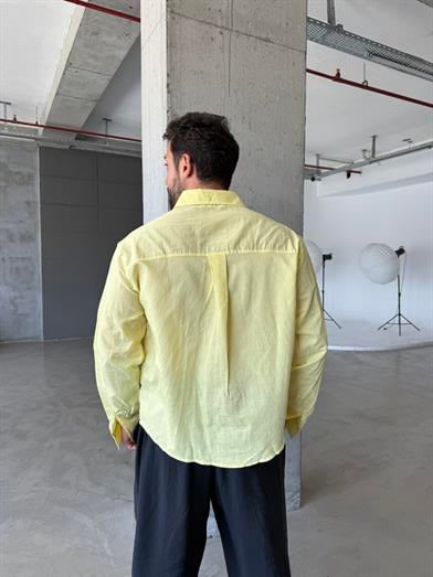Sarı Voltage Nakış Çizgili Boxy Gömlek PNC 2590